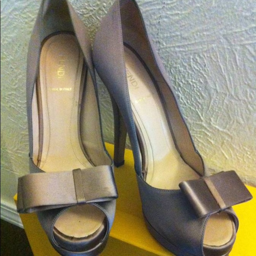 Fendi Art Deco Peep Toe Heels 9.5